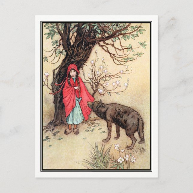 Little Red Riding Hood von Warwick Goble Postkarte (Vorderseite)