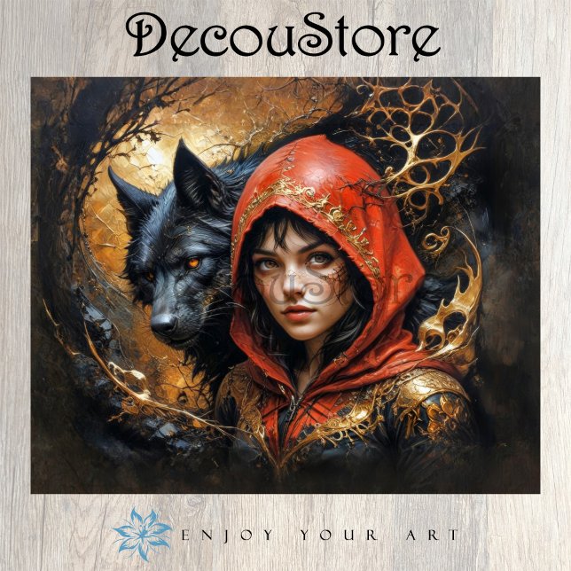 Little Red Riding Hood with the Wolf Decoupage Seidenpapier (Von Creator hochgeladen)