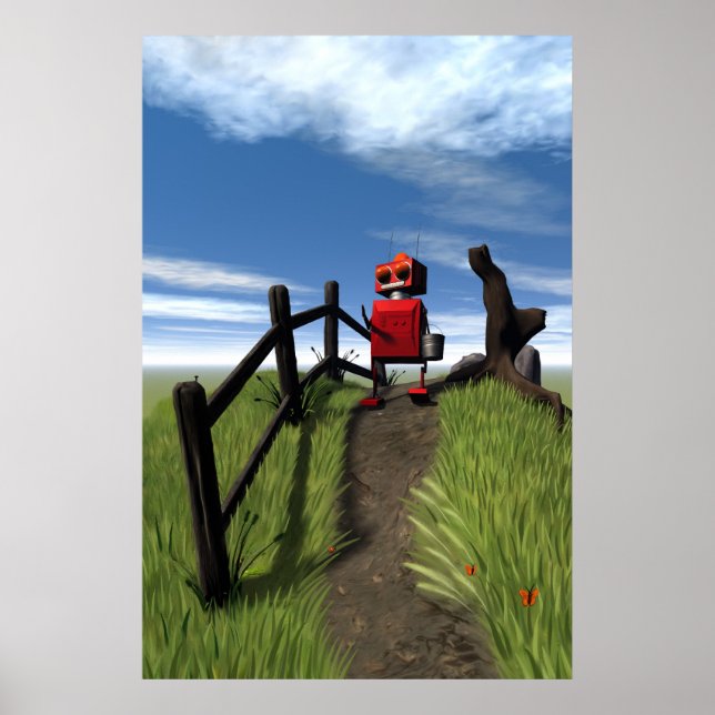 Little Red Robot Print Poster (Vorne)