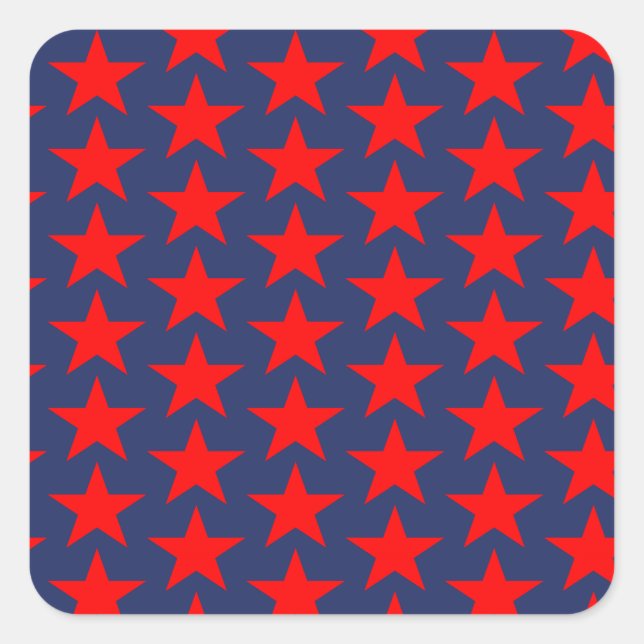 Little Red Stars Pattern Quadratischer Aufkleber (Vorderseite)