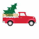 Little Red Truck Hauling a Christmas Tree Fotoskulptur Schlüsselanhänger<br><div class="desc">Ho,  ho. Der kleine rote LKW holt einen Weihnachtsbaum in Ihr Herz</div>