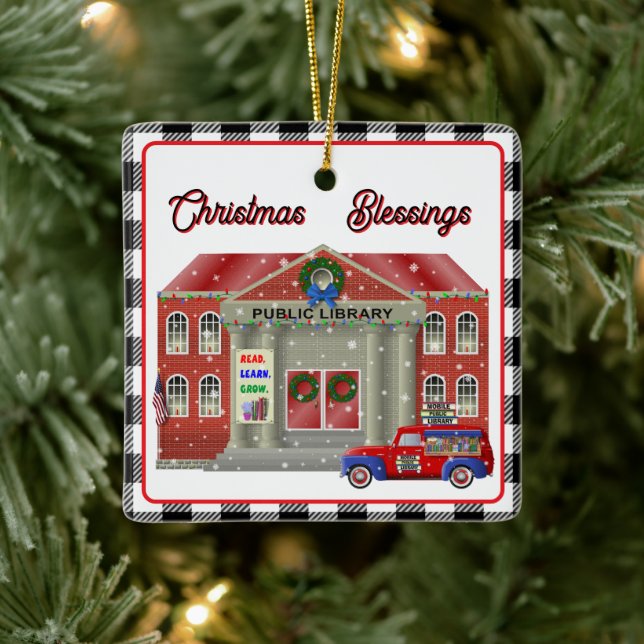 Little Red Truck Library Keramikornament (Baum)