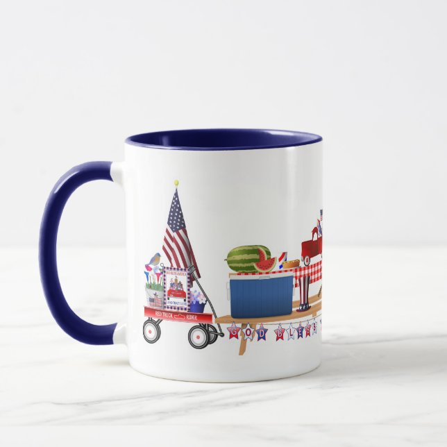 Little Red Truck Patriotic Picnic Tasse (Links)