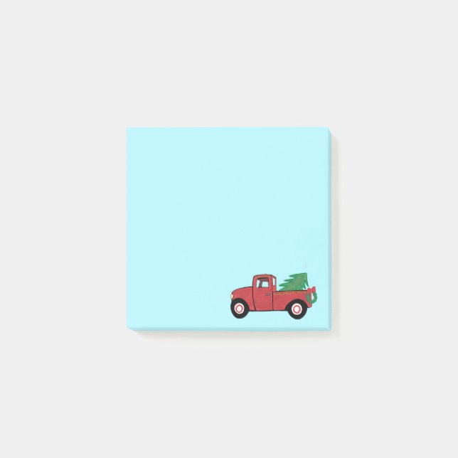 Little Red Truck Weihnachtsbaum Post-it Klebezettel (Vorderseite)