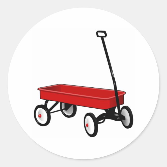Little Red Wagon Runder Aufkleber (Vorderseite)