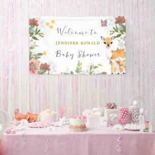 Little Reh, Big Joy Pink Blume Kinderdusche Thema Banner