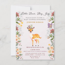 Little Reh, Big Joy Pink Blume Kinderdusche Thema Einladung