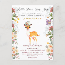 Little Reh, Big Joy Pink Blume Kinderdusche Thema Einladungspostkarte