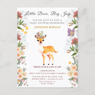 Little Reh, Big Joy Pink Blume Kinderdusche Thema Einladungspostkarte