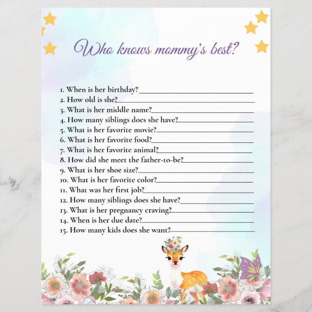 Little Reh, Big Joy Pink Blume Kinderdusche Thema Flyer (Vorne)