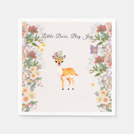 Little Reh, Big Joy Pink Blume Kinderdusche Thema Serviette