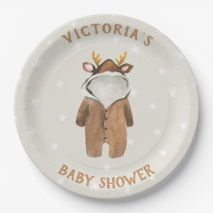 Little Reindeer Christmas Winter Baby Shower Pappteller