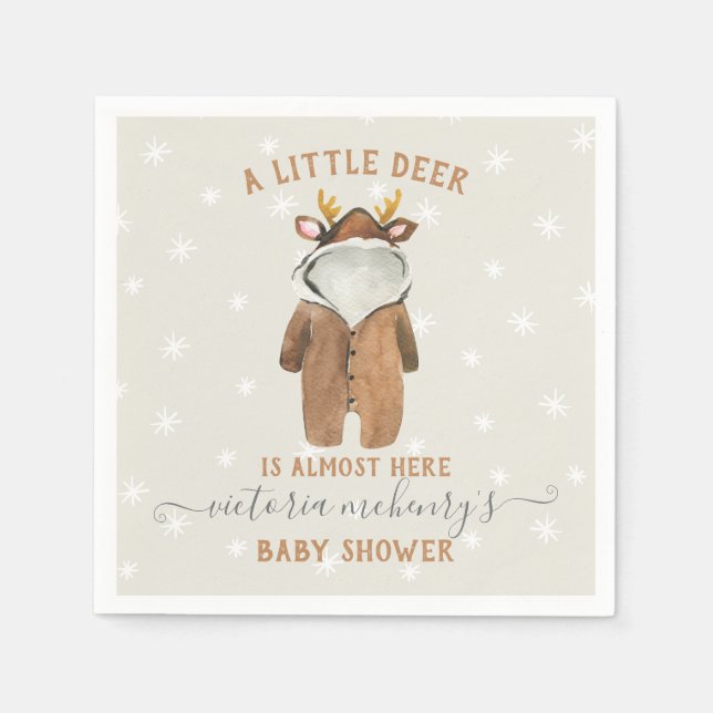 Little Reindeer Christmas Winter Baby Shower Serviette (Vorderseite)