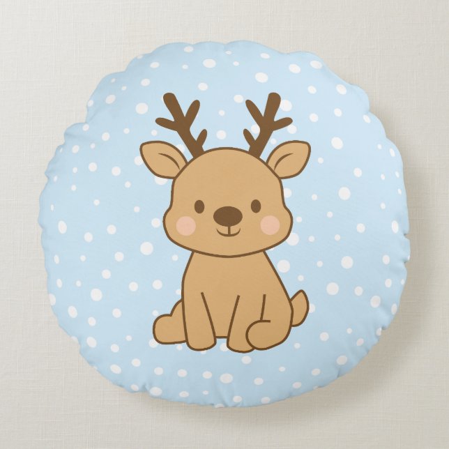 Little Reindeer Rundes Kissen (Vorderseite)