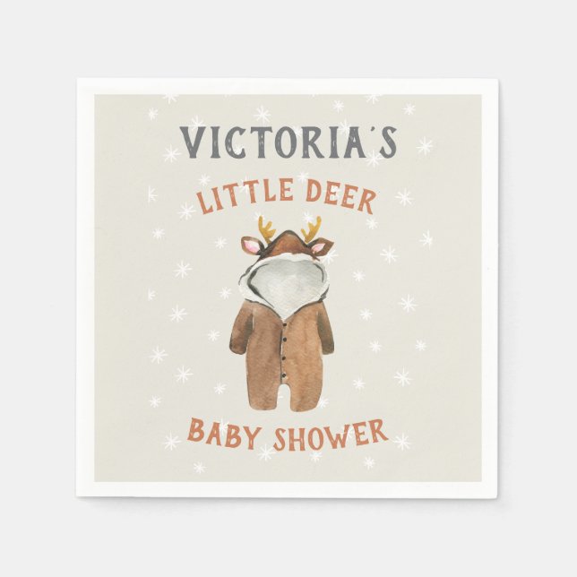 Little Rentier Christmas Winter Baby Shower Invit Serviette (Vorderseite)