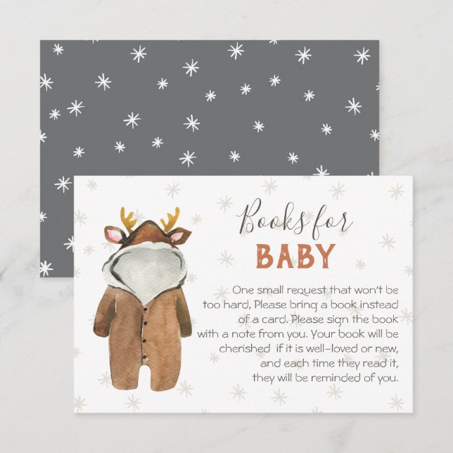 Little Rentier Weihnachtsbücher für Baby Einladung (Vorne/Hinten)