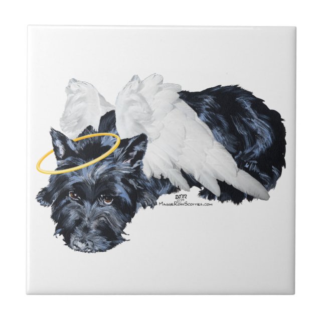 Little Resting Scottie Angel Fliese (Vorderseite)