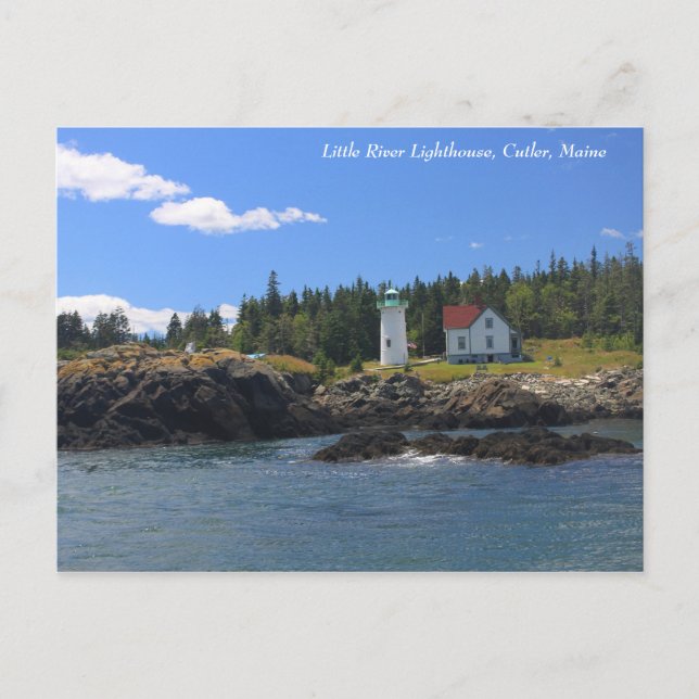 Little River Lighthouse, Cutler Maine Postkarte (Vorderseite)