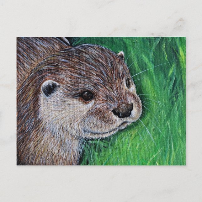 Little River Otter Painting Postkarte (Vorderseite)
