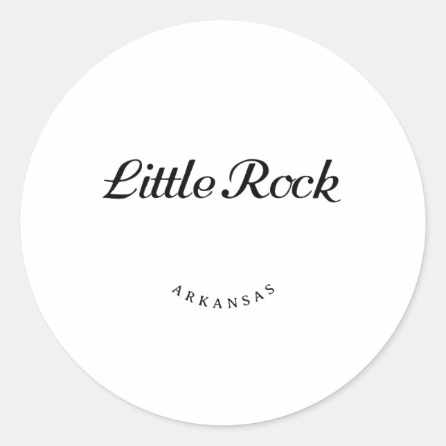 Little Rock Arkansas Black Schriftart Runder Aufkleber (Vorderseite)