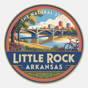 Little Rock Arkansas Hauptstadt Retro-Reiseerinner Runder Aufkleber