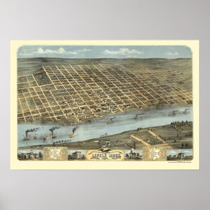 Little Rock, Arkansas Panorama Karte - 1871 Poster