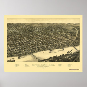 Little Rock, Arkansas Panorama Karte - 1887 Poster
