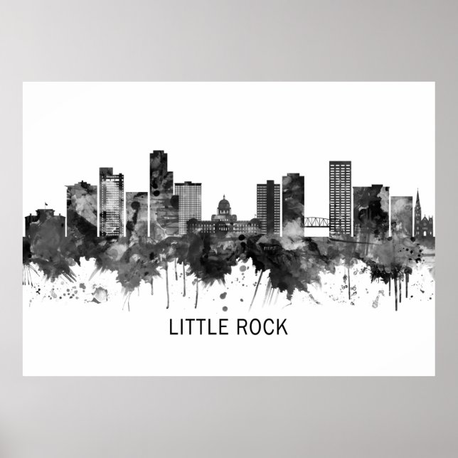Little Rock Arkansas Skyline BW Poster (Vorne)