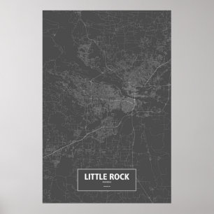 Little Rock, Arkansas (weiß auf schwarz) Poster