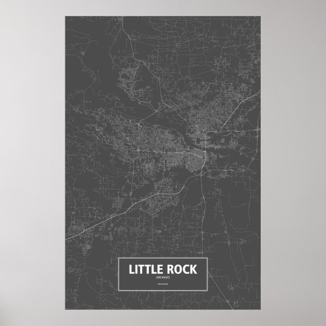 Little Rock, Arkansas (weiß auf schwarz) Poster (Vorne)