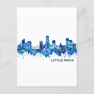 Little Rock Skyline Blue Einladungspostkarte