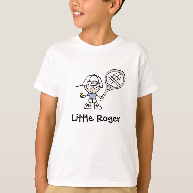 Little Roger Tennis Cartoon T Shirt for Boys (Vorderseite)