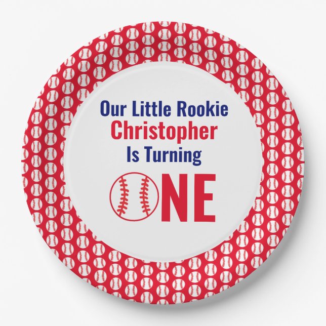 Little Rookie Baseball 1. Geburtstag Pappteller (Vorderseite)