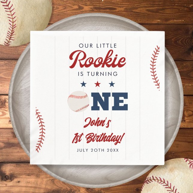 Little Rookie Baseball 1. Geburtstag Serviette (Little Rookie Baseball 1st Birthday Napkins)