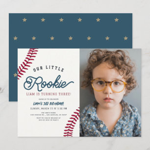 Little Rookie Baseball Boy Birthday Foto Einladung