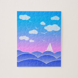 Little Sailboat Blue Ocean Seascape Children's