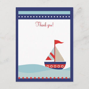 Little Sailboat Navy Naut 4x5 Flat Vielen Dank, da Dankeskarte