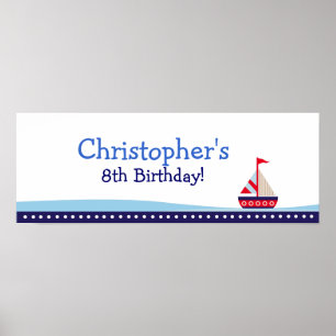 Little Sailboat Personalisiert Geburtstagsbanner Poster
