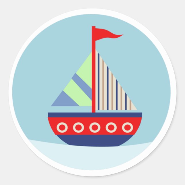 Little Sailboat Segelschiff mit mir Umschlag Aufkl Runder Aufkleber (Vorderseite)