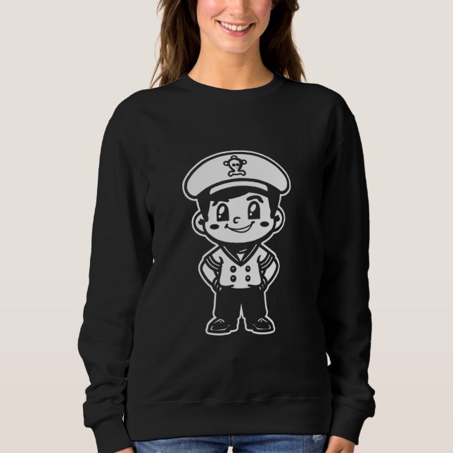 Little Sailing Captain Cartoon Look Wingsails Sweatshirt (Vorderseite)