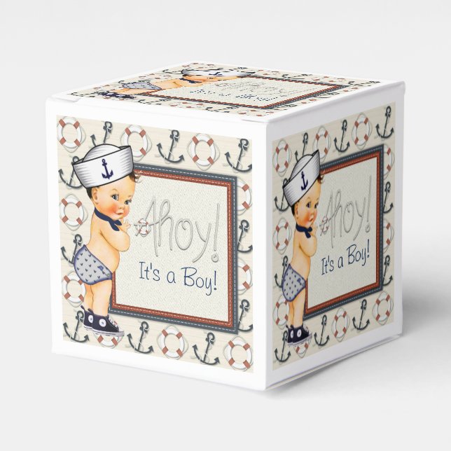Little Sailor Nautical Baby Boy Dusche Geschenkschachtel (Vorderseite)