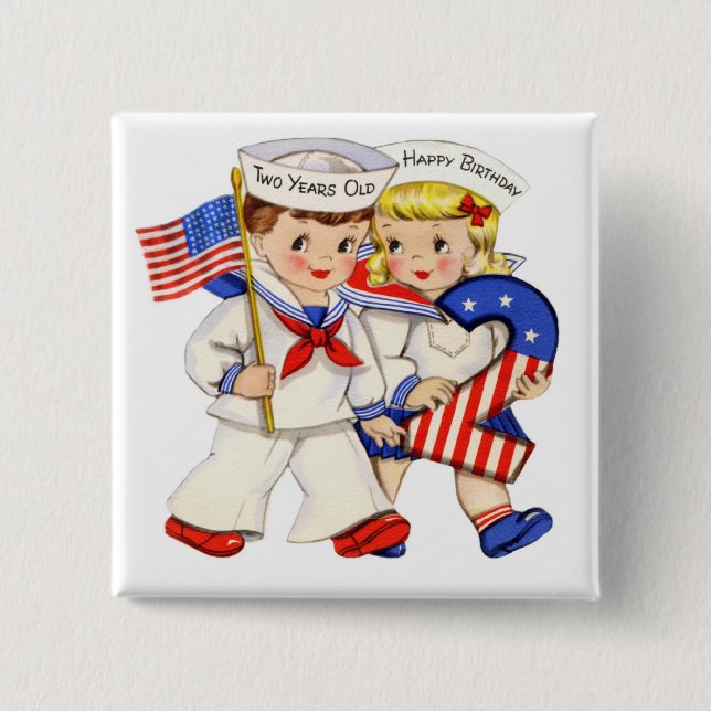 Little Sailor Twins 2. Geburtstag Button (Vorderseite)