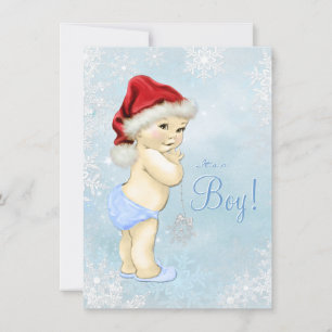 Little Santa Baby Blue Snowflake Baby Dusche Einladung