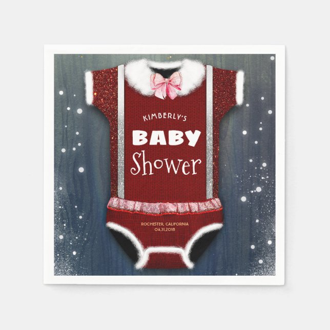 Little Santa Bodysuit Winter Baby Dusche Serviette (Vorderseite)