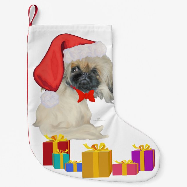 Little Santa Pekingese Kleiner Weihnachtsstrumpf (Vorderseite)