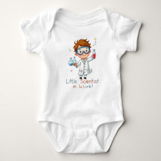 Little Scientist at Work” Cute Kids Science  Baby Strampler (Vorderseite)