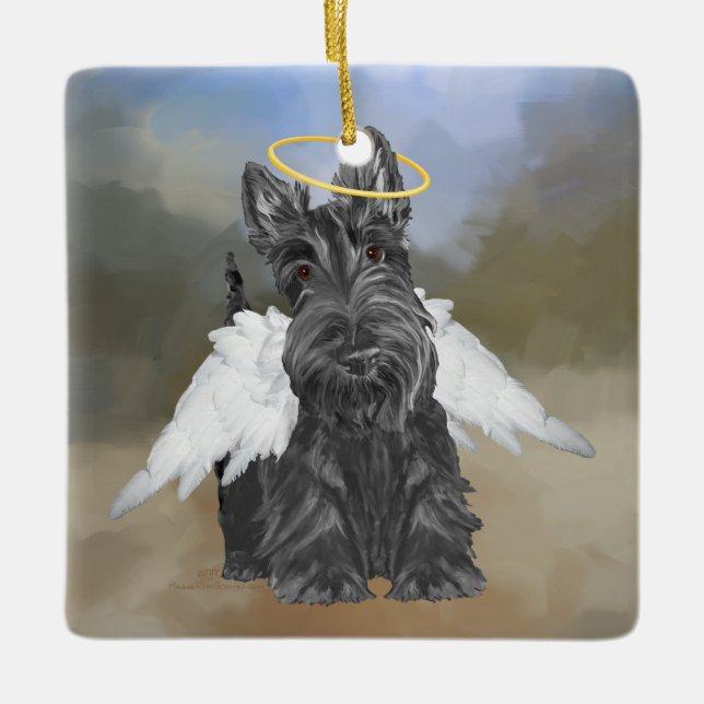 Little Scottie Angel Keramikornament (Vorderseite)