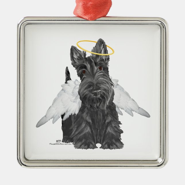 Little Scottie Angel Silbernes Ornament (Vorne)
