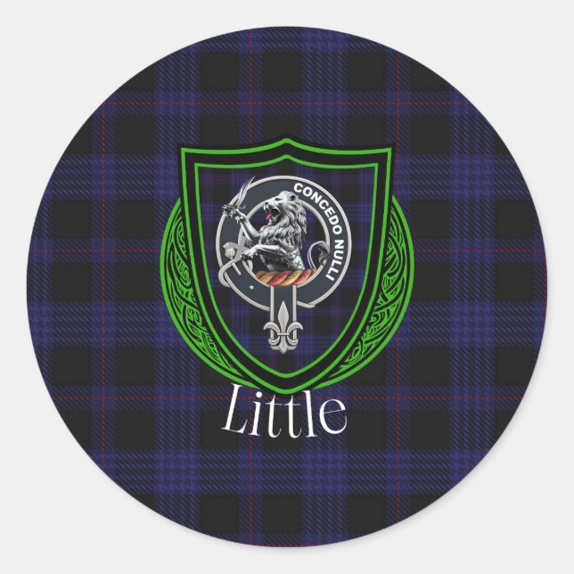 Little Scottish Clan Tartan & Crest Runder Aufkleber (Vorderseite)
