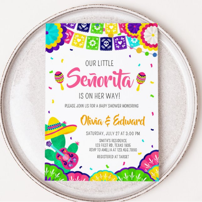Little Senorita Fiesta Baby Dusche Einladung (Mexican Baby Shower Invitation)